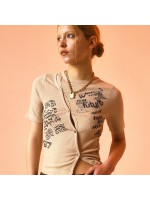 韓國PRENDA - DISTORTED COLLAGE CARDIGAN BEIGE